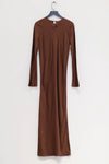 BASERANGE Linen Didin Long Sleeve Dress France BAS-DRDYL-VI-SP24-SHENZONG Dark Brown